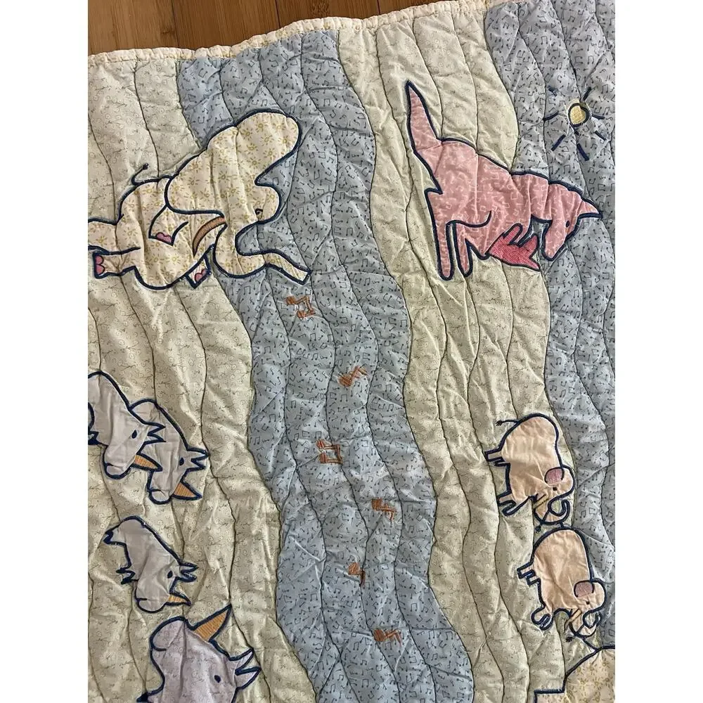 carter's john lennon Crib Baby comforter quilt Palm Tree Elephant Turtle 40x34”
